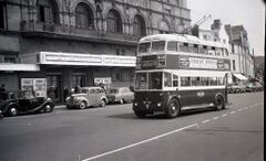Trolleybus outside Deluxe 1959